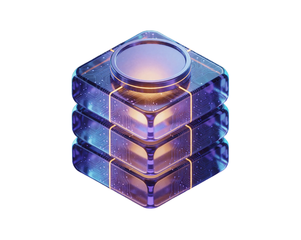 Stak af tre bl&aring;-violette glasblokke med en blank m&oslash;nt &oslash;verst - Buy Crypto fra 5 USD via tredjepartspartnere